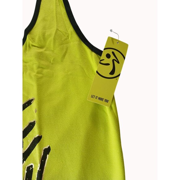 Zumba Dance Instructor Racerback Tank Top Neon Green Black XXL Dance Joy New - Picture 7 of 13